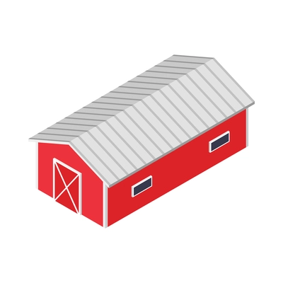 Isometric color farm barn icon on white background 3d vector illustration