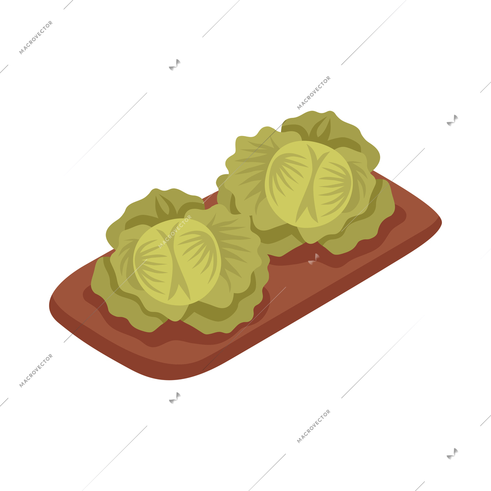 White cabbage growing in vegetable bed isometric icon 3d vector illustration