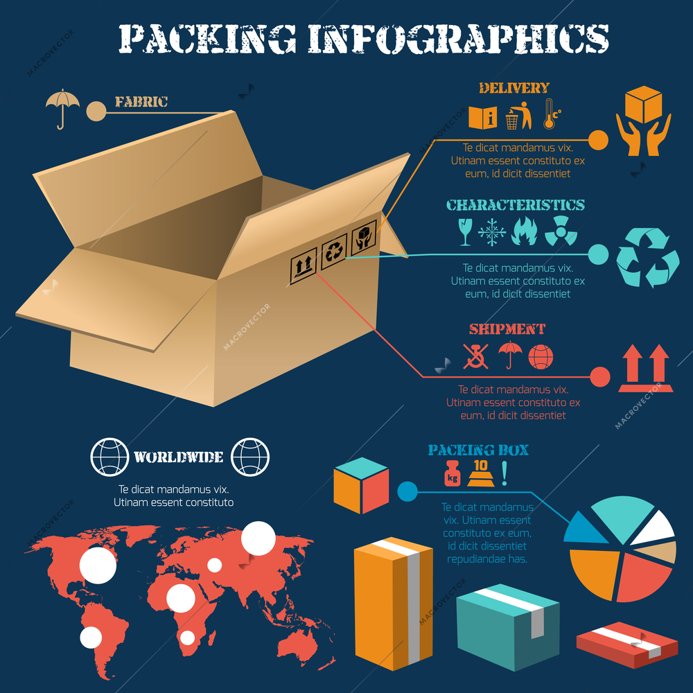 Secure freight units packing for worldwide transportation and distribution infographics report presentation poster print abstract vector illustration