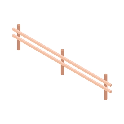 Simple wooden fence for garden or rural area 3d isometric vector illustration