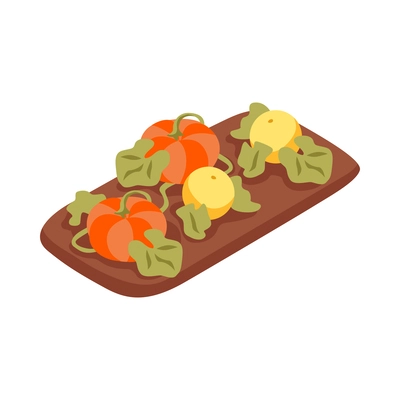 Isometric vegetable bed with growing pumpkins 3d vector illustration