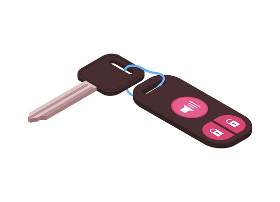 Isometric car key on white background 3d vector illustration