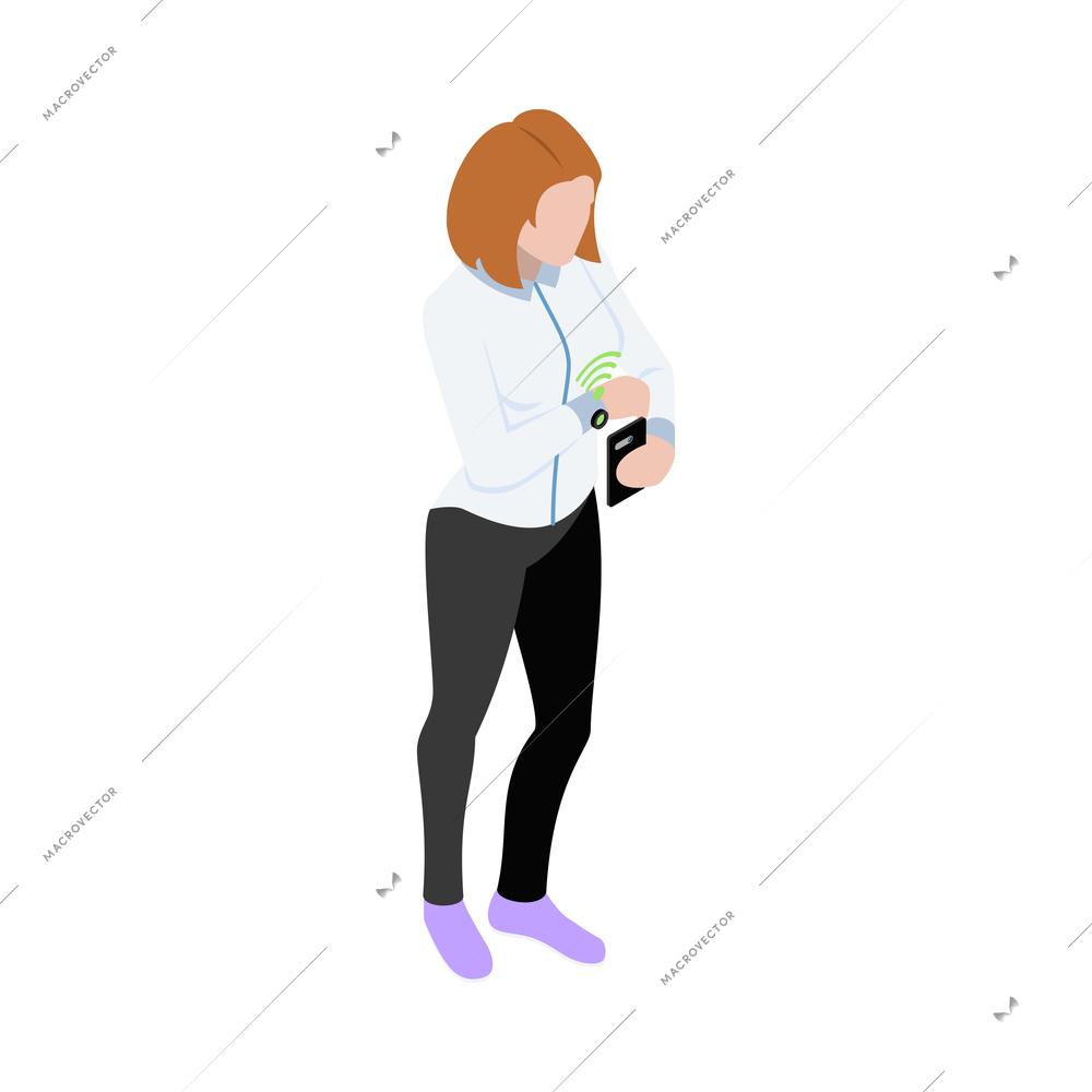 Wearable technology clothes isometric icon with woman wearing smart shirt 3d vector illustration