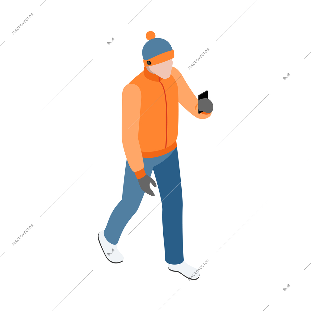 Wearable technology clothes isometric icon with man wearing smart hat vector illustration
