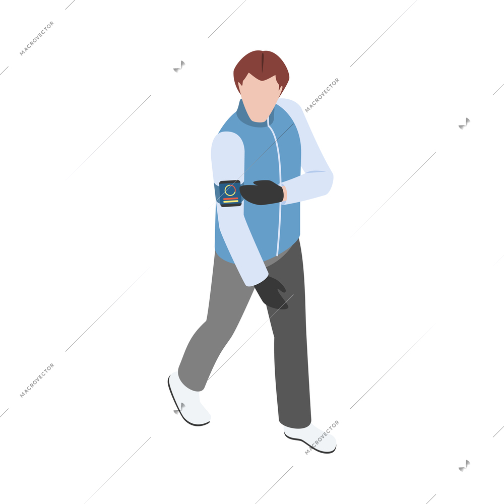 Wearable technology clothes isometric icon with man wearing smart jacket 3d vector illustration