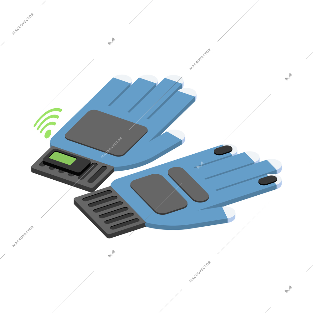 Wearable technology smart gloves isometric icon 3d vector illustration