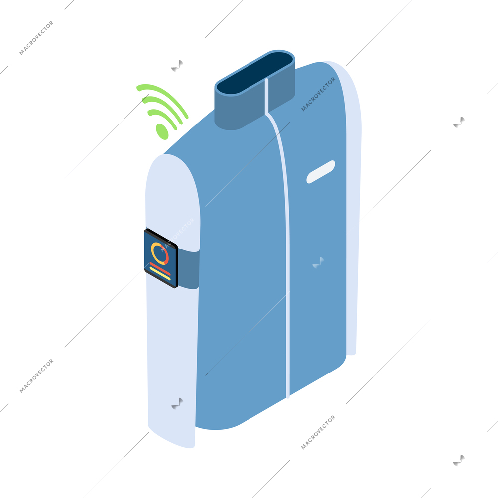 Wearable technology smart jacket with chip isometric icon 3d vector illustration