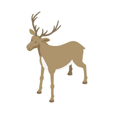 Deer on white background 3d isometric vector illustration