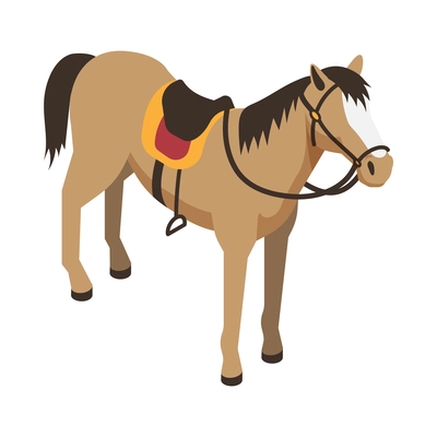 Isometric cowboy horse on white background 3d vector illustration