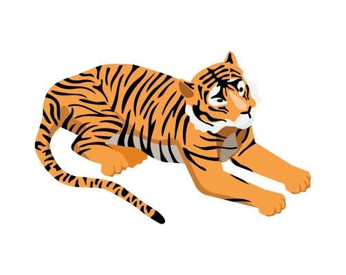 Isometric tiger on white background 3d vector illustration