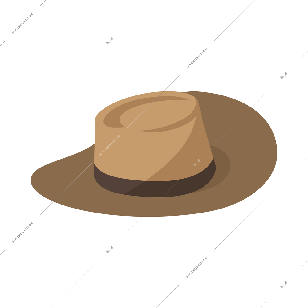 Isometric brown cowboy hat on white background vector illustration