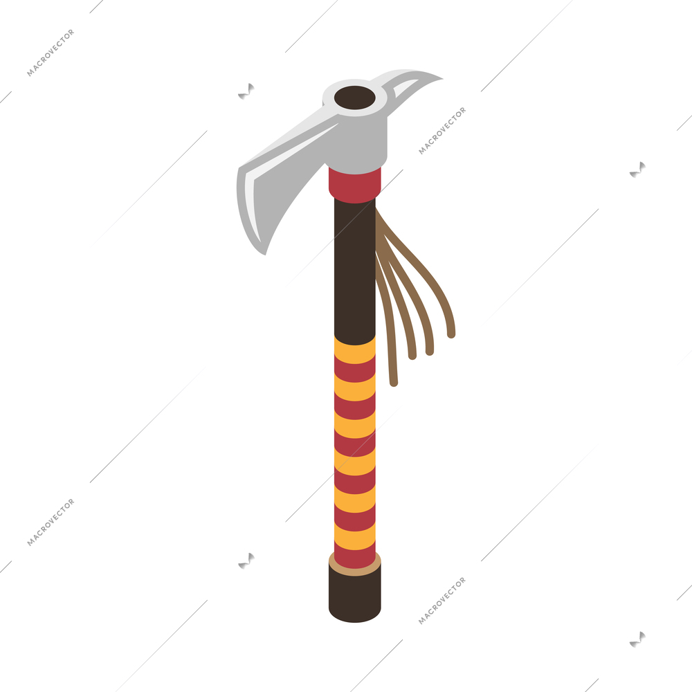 Native american indian tomahawk isometric vector illustration