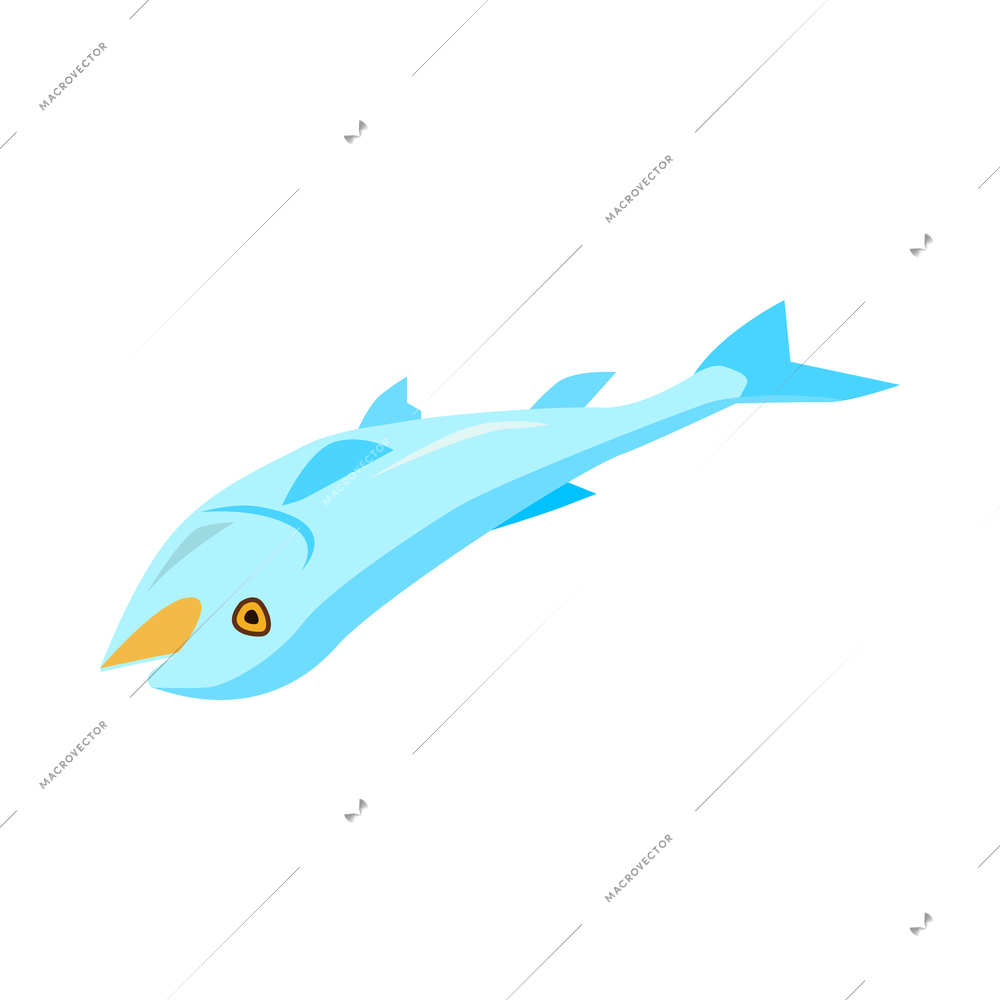 Ecology planet pollution isometric icon with dead fish 3d vector illustration