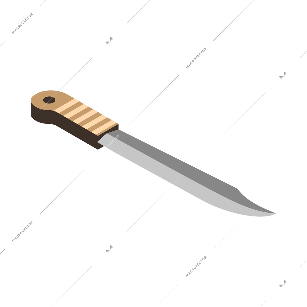 Isometric bayonet knife on white background 3d vector illustration
