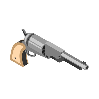 Isometric revolver icon on white background 3d vector illustration