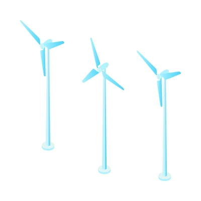 Wind turbines green energy concept isometric isolated vector illustration