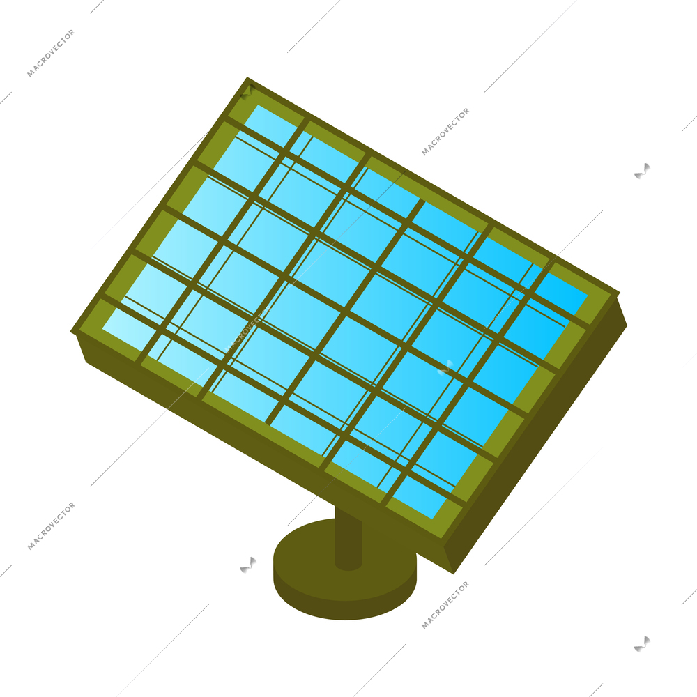 Isometric color solar panel icon against white background 3d vector illustration