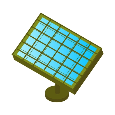 Isometric color solar panel icon against white background 3d vector illustration