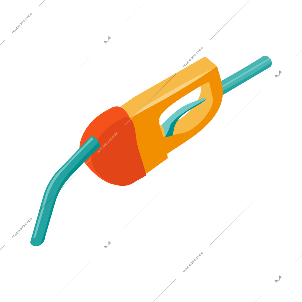 Gas station refuelling gun isometric color icon vector illustration