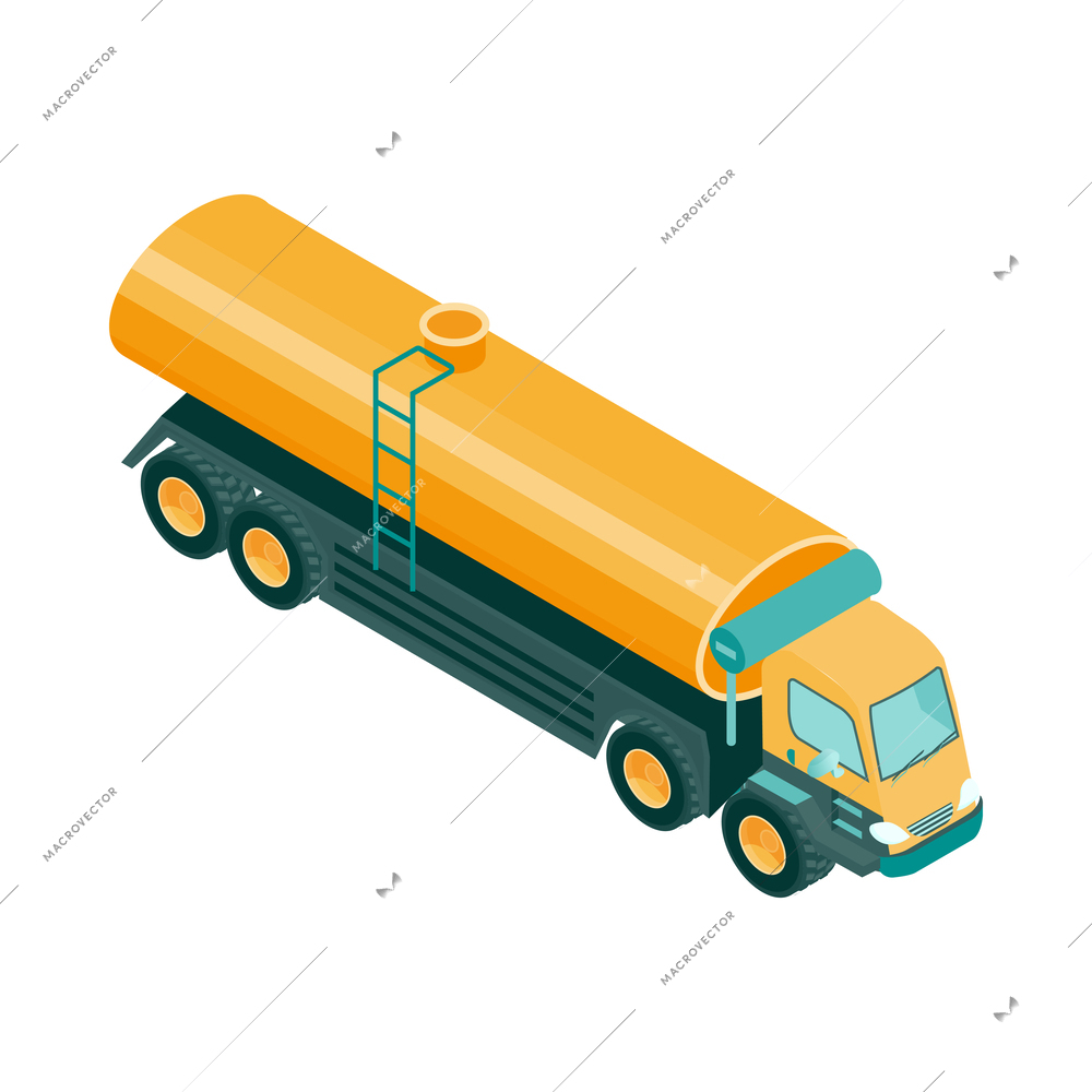 Isometric color oil truck icon 3d vector illustration