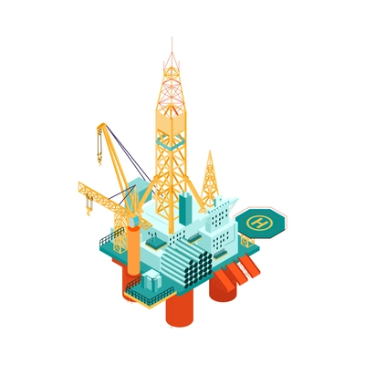 Isometric oil platform icon on white background 3d vector illustration