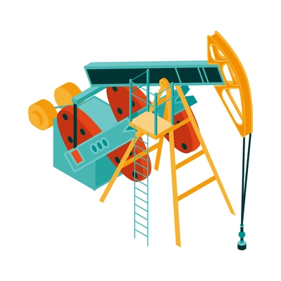 Isometric color oil derrick icon 3d vector illustration