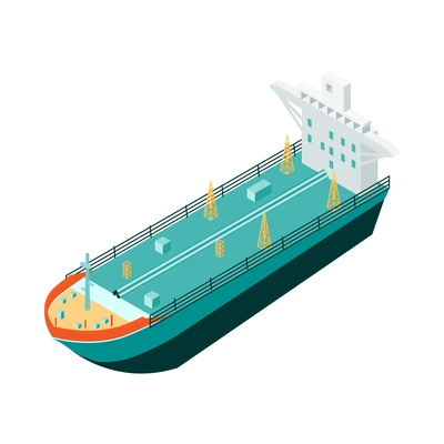 Isometric oil tanker on white background 3d vector illustration