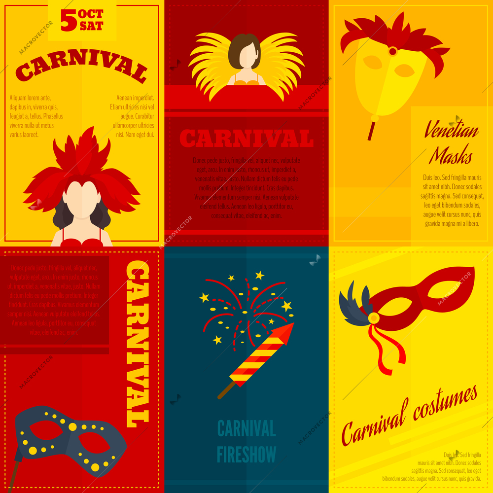 Carnival venetian retro style full face and eye feather festive masks icons composition poster vector isolated illustration