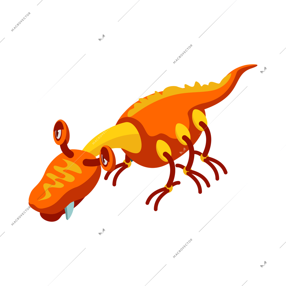 Cute reptilian alien isometric icon on white background 3d vector illustration