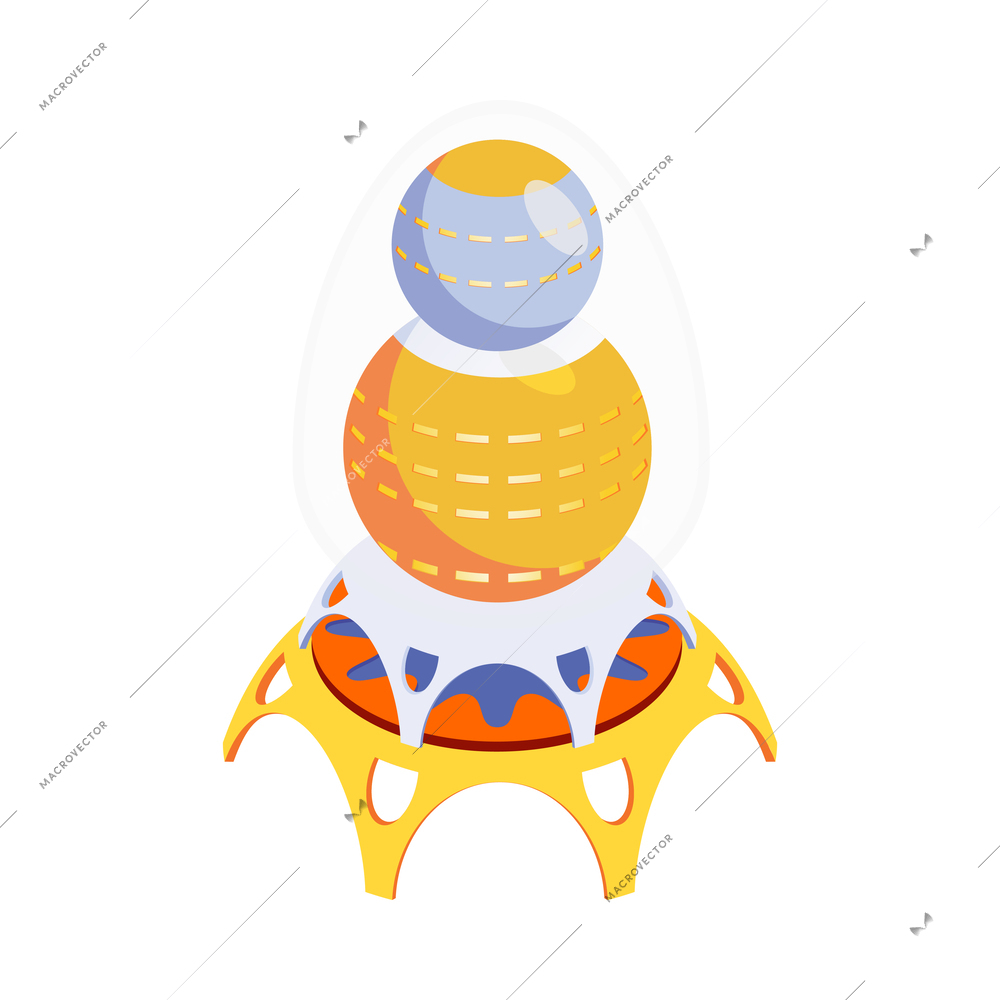 Isometric fantastic interplanetary spacecraft for kids game 3d vector illustration