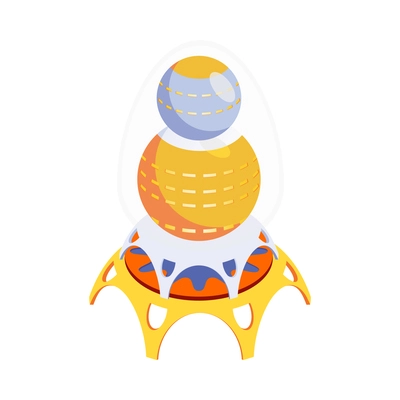 Isometric fantastic interplanetary spacecraft for kids game 3d vector illustration