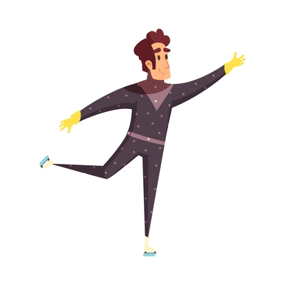 Professional male figure skater on rink flat vector illustration