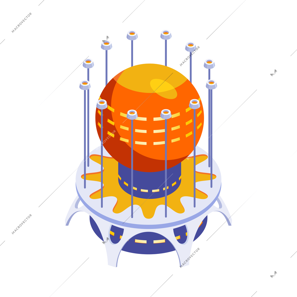 Isometric fantasy interplanetary alien spacecraft on white background 3d vector illustration