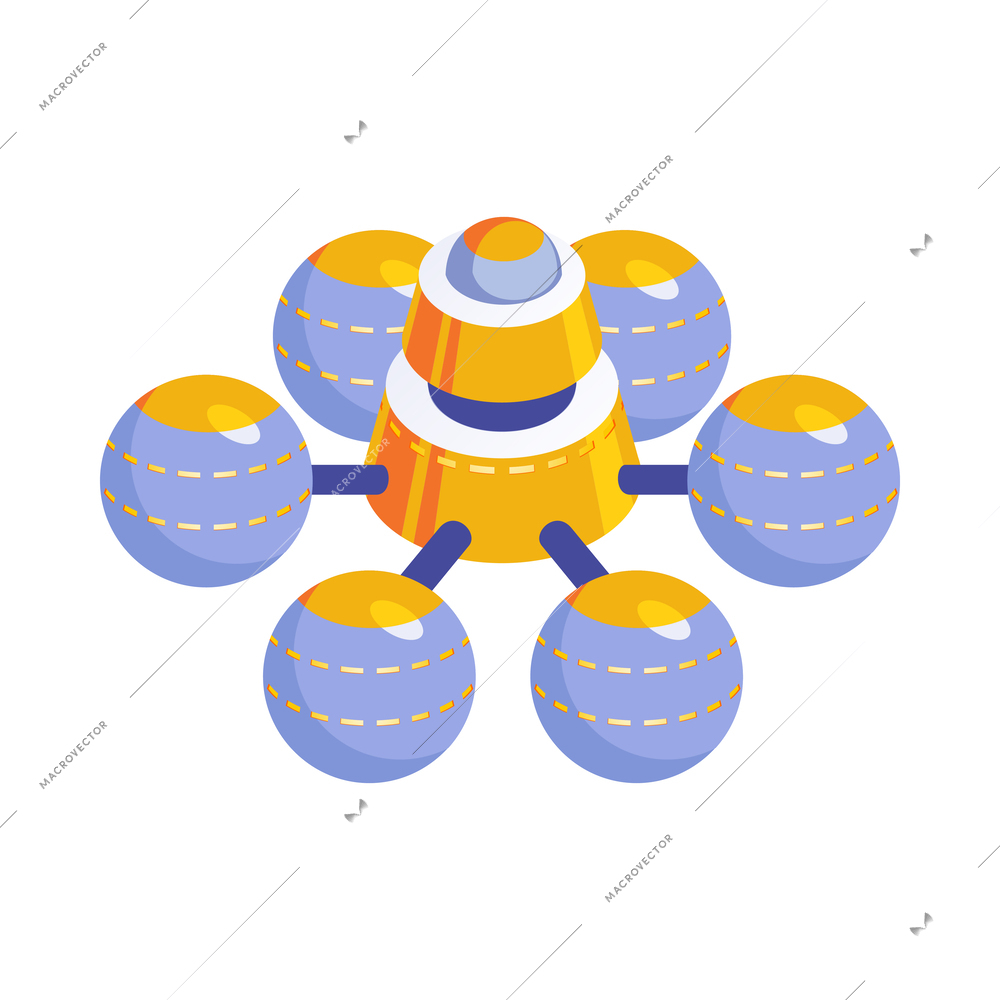 Colorful cartoon alien spaceship isometric icon 3d vector illustration