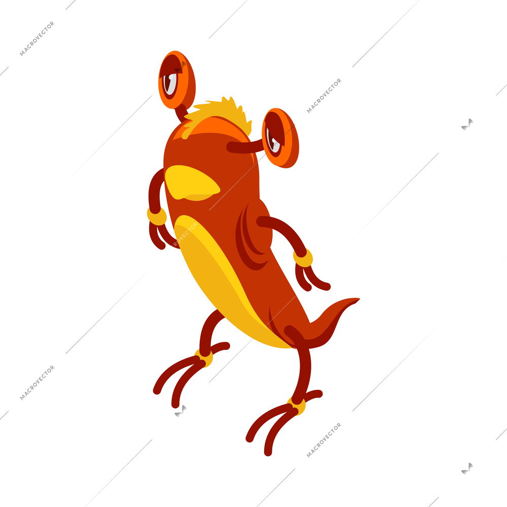 Isometric cute alien creature on white background vector illustration