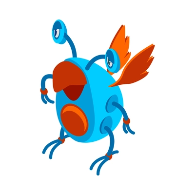 Cute colorful alien creature on white background 3d isometric vector illustration