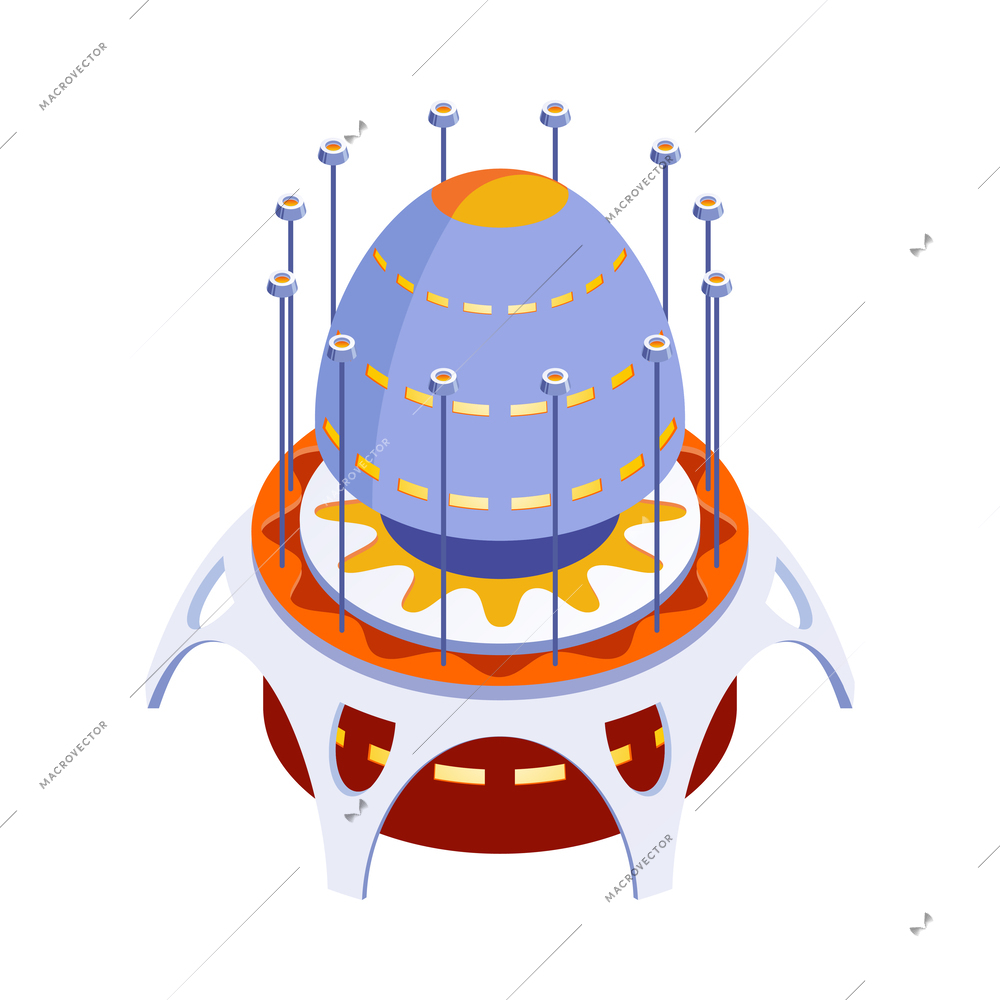 Isometric alien ufo spaceship icon for kid games vector illustration