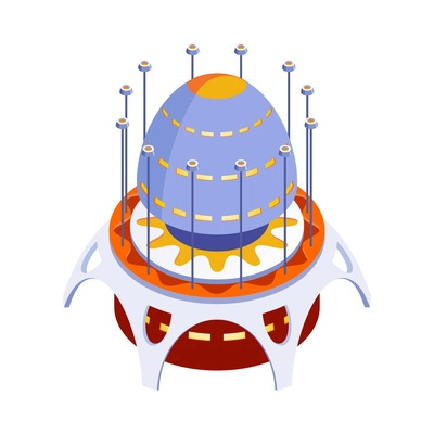 Isometric alien ufo spaceship icon for kid games vector illustration