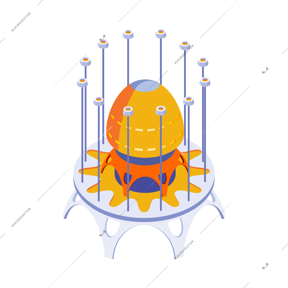 Colorful cartoon fantasy alien spaceship for child game 3d isometric vector illustration