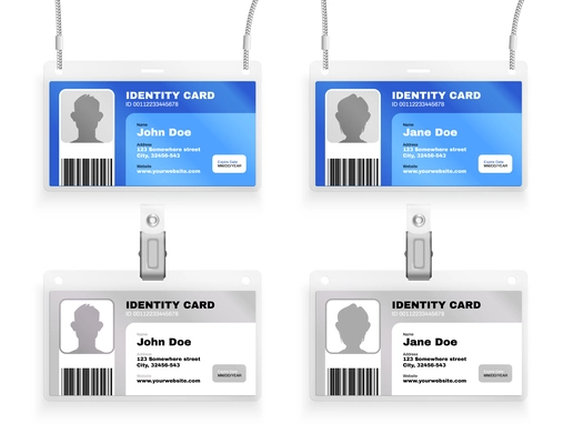 Four identity cards templates in two colors realistic set isolated vector illustration