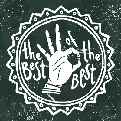 Best choice chalkboard emblem  with human hand vector illustration