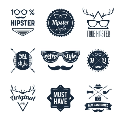 Hipster old retro style original fashioned label set isolated vector illustration