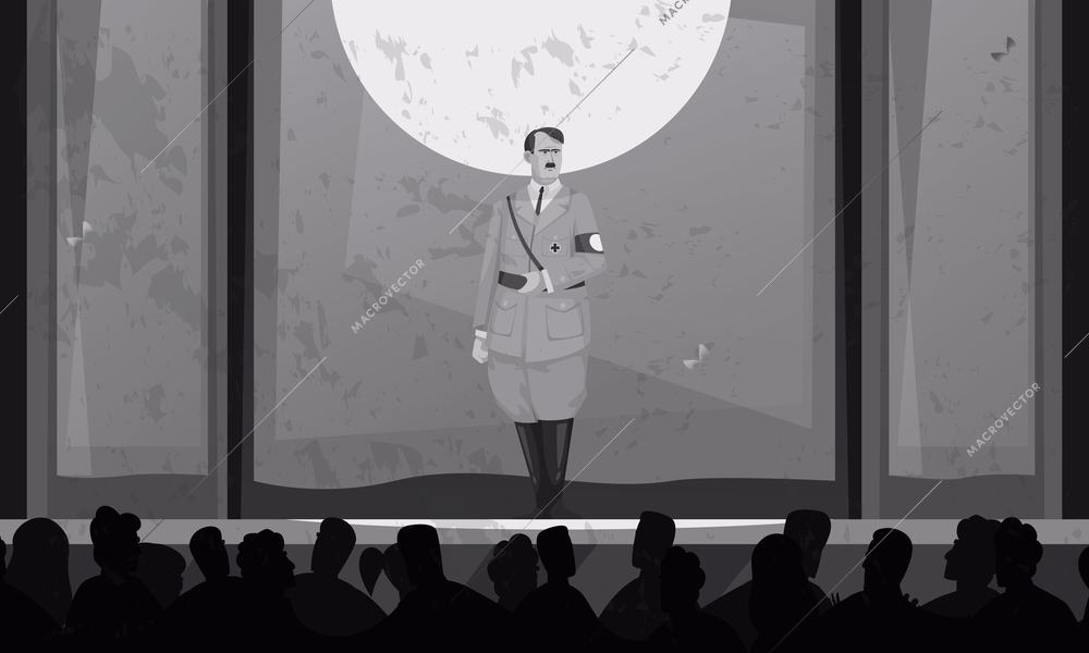 Historical people background with Adolf Hitler flat vector ilustration