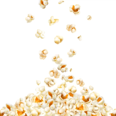 Realistic falling sweet and salted popcorn on white background vector illustration