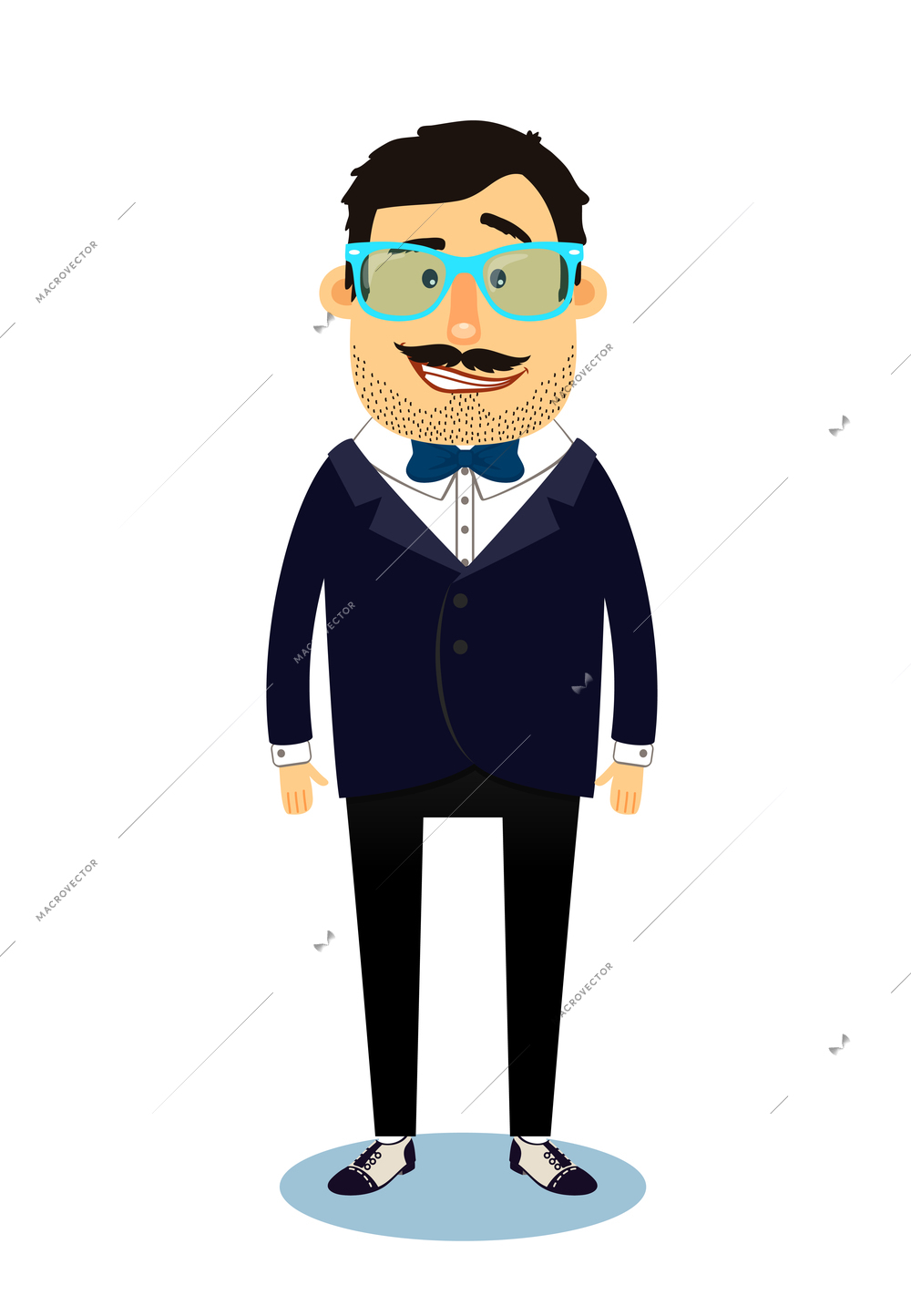 Hipster geek business man character isolated vector illustration