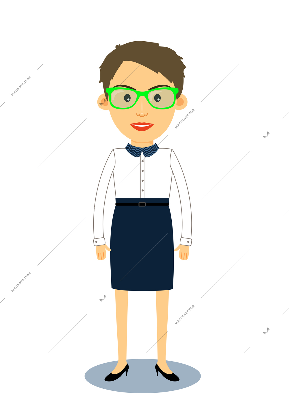 Hipster geek business woman character isolated vector illustration