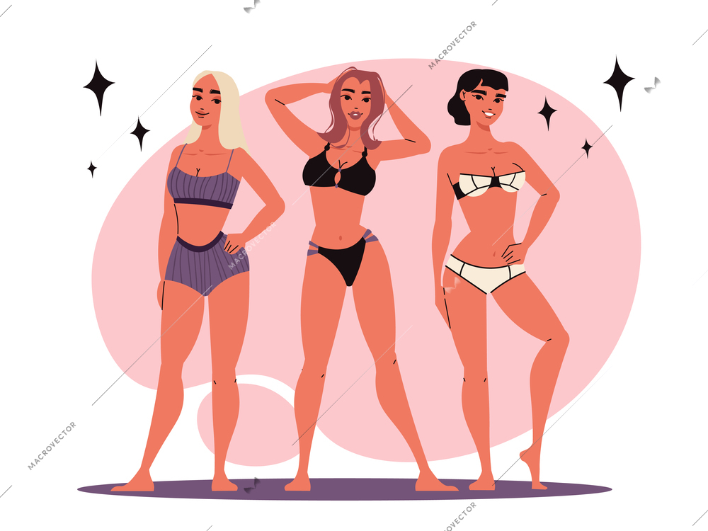 Women lingerie concept with beauty and fashion symbols flat vector illustration