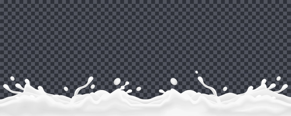 Milk splashes realistic border seamless pattern on transparent background vector illustration