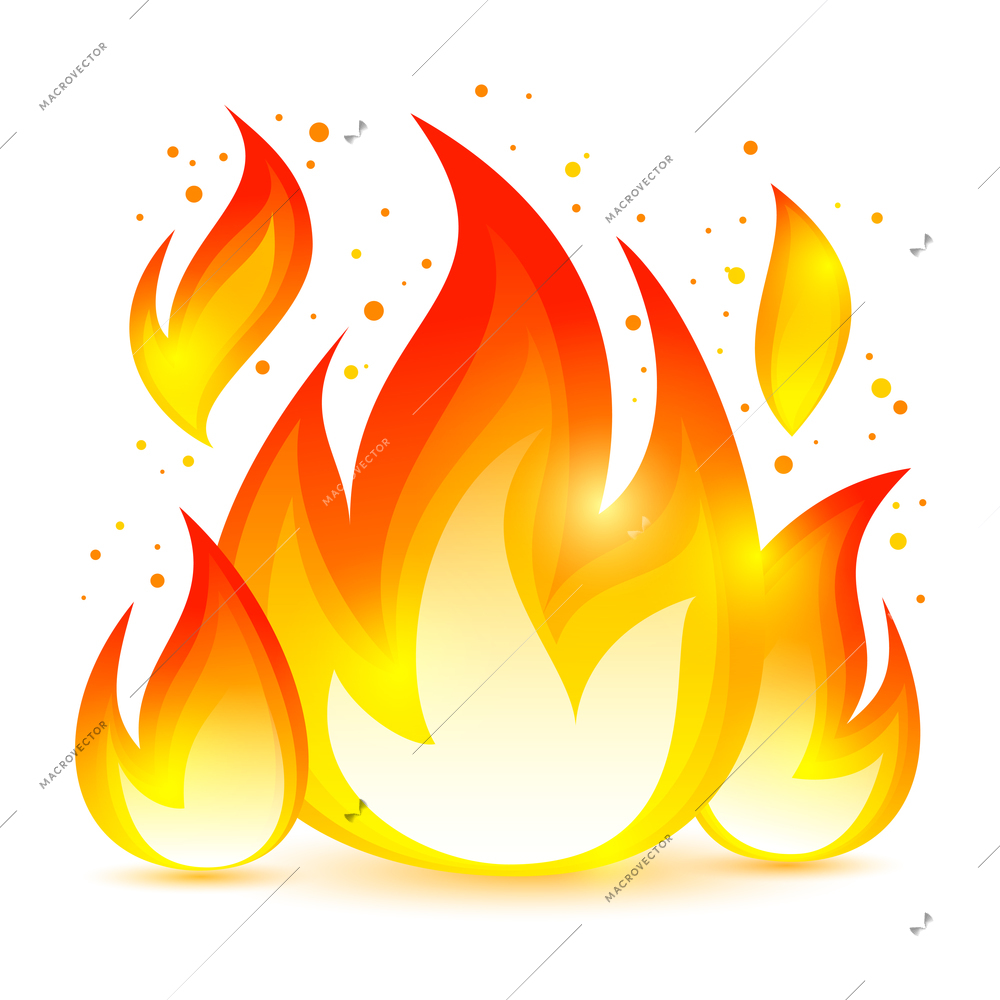 Bright dangerous fire flame with sparks colored decorative icon vector illustration