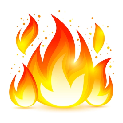 Bright dangerous fire flame with sparks colored decorative icon vector illustration